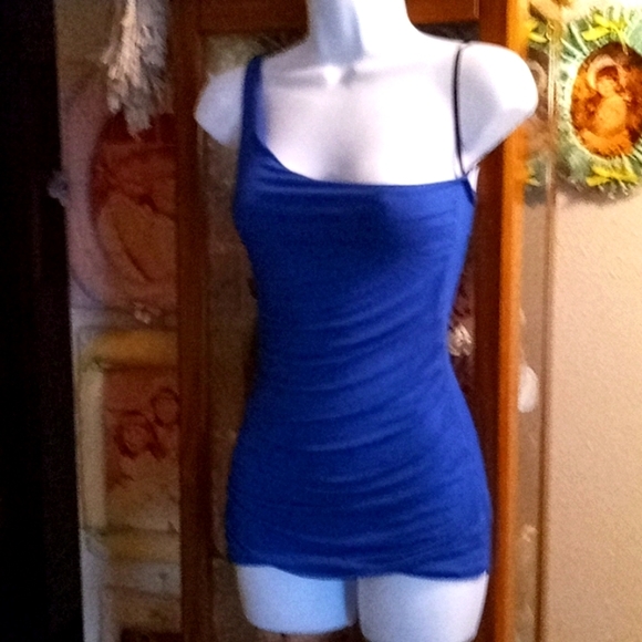 Papaya Tops - Beautiful, Deep Blue, One Shoulder, Top with Ruching on Sides 💙